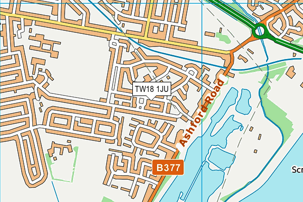 TW18 1JU map - OS VectorMap District (Ordnance Survey)