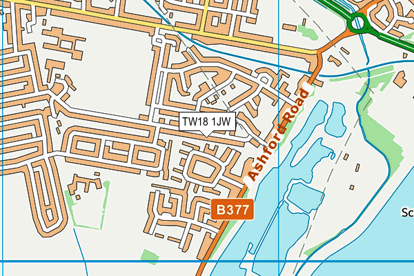 TW18 1JW map - OS VectorMap District (Ordnance Survey)