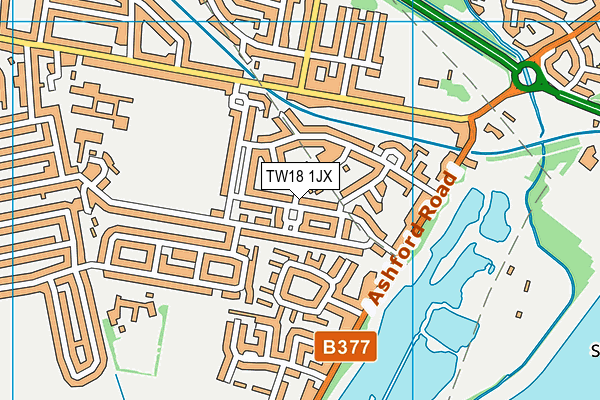 TW18 1JX map - OS VectorMap District (Ordnance Survey)