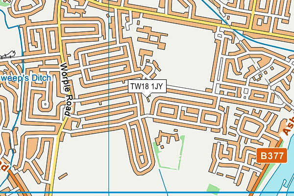 TW18 1JY map - OS VectorMap District (Ordnance Survey)