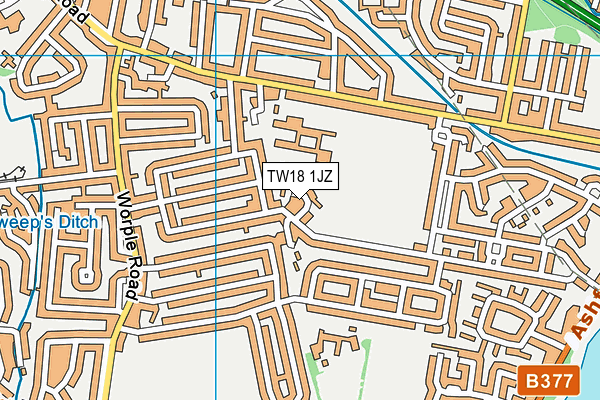 TW18 1JZ map - OS VectorMap District (Ordnance Survey)