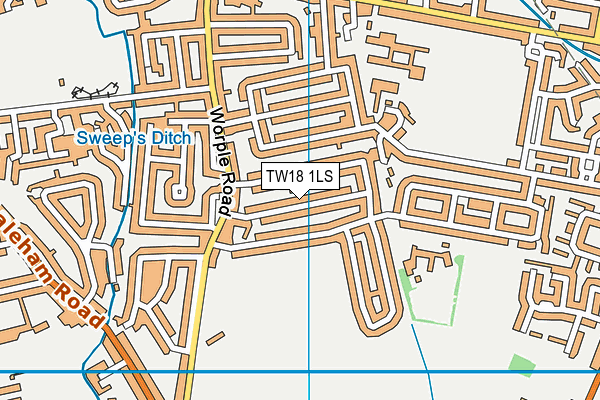 TW18 1LS map - OS VectorMap District (Ordnance Survey)
