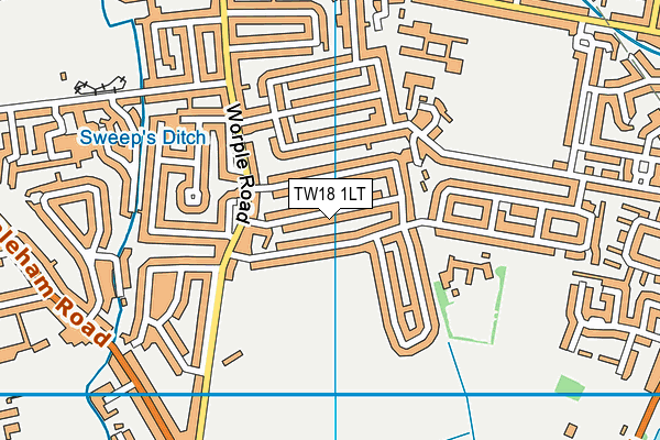 TW18 1LT map - OS VectorMap District (Ordnance Survey)