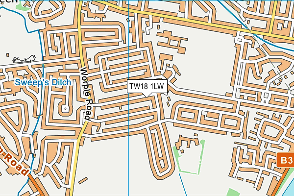 TW18 1LW map - OS VectorMap District (Ordnance Survey)