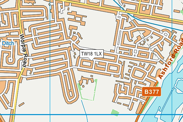 TW18 1LX map - OS VectorMap District (Ordnance Survey)