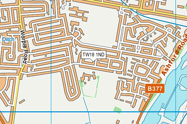 TW18 1ND map - OS VectorMap District (Ordnance Survey)
