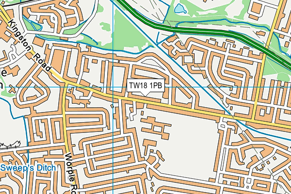 TW18 1PB map - OS VectorMap District (Ordnance Survey)