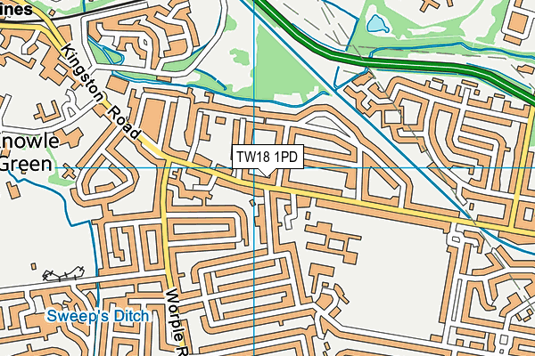 TW18 1PD map - OS VectorMap District (Ordnance Survey)