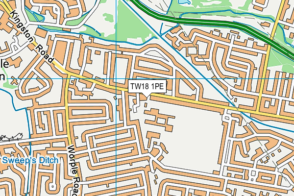 TW18 1PE map - OS VectorMap District (Ordnance Survey)