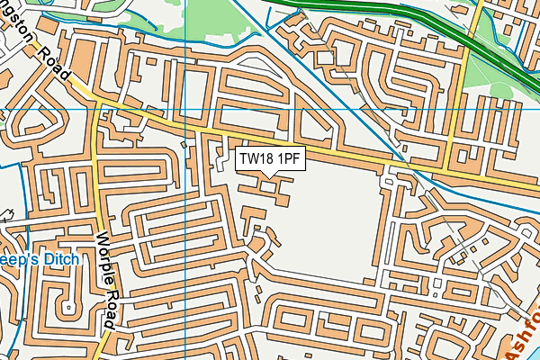 TW18 1PF map - OS VectorMap District (Ordnance Survey)