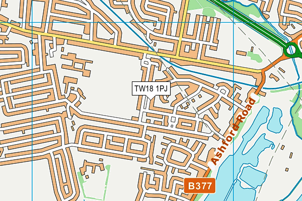 TW18 1PJ map - OS VectorMap District (Ordnance Survey)