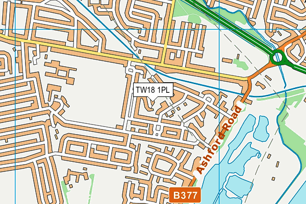TW18 1PL map - OS VectorMap District (Ordnance Survey)
