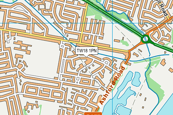 TW18 1PN map - OS VectorMap District (Ordnance Survey)