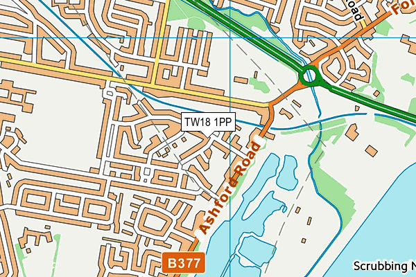 TW18 1PP map - OS VectorMap District (Ordnance Survey)