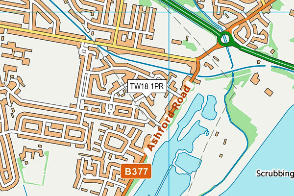 TW18 1PR map - OS VectorMap District (Ordnance Survey)