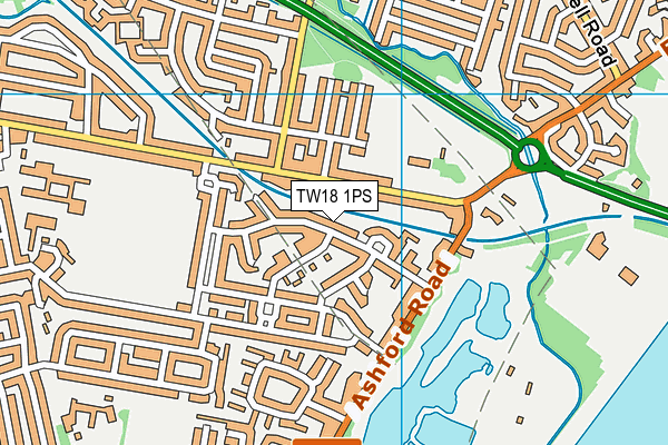 TW18 1PS map - OS VectorMap District (Ordnance Survey)