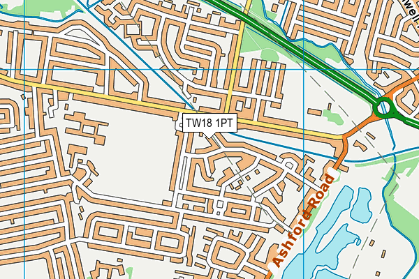 TW18 1PT map - OS VectorMap District (Ordnance Survey)