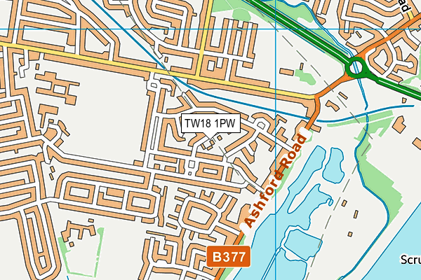 TW18 1PW map - OS VectorMap District (Ordnance Survey)