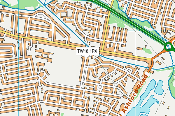 TW18 1PX map - OS VectorMap District (Ordnance Survey)