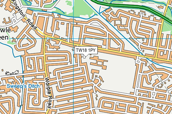 TW18 1PY map - OS VectorMap District (Ordnance Survey)
