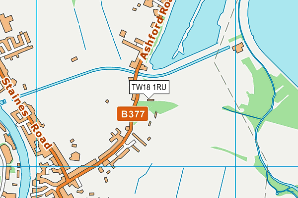 TW18 1RU map - OS VectorMap District (Ordnance Survey)