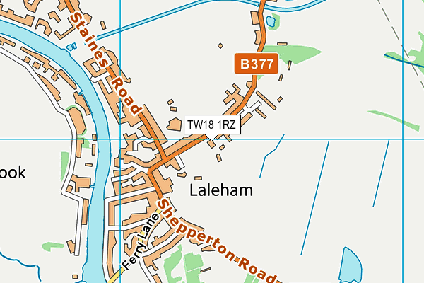 Laleham Recreation Ground map (TW18 1RZ) - OS VectorMap District (Ordnance Survey)