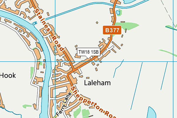 Laleham CofE VA Primary School map (TW18 1SB) - OS VectorMap District (Ordnance Survey)