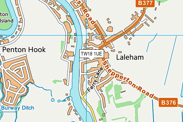 TW18 1UE map - OS VectorMap District (Ordnance Survey)