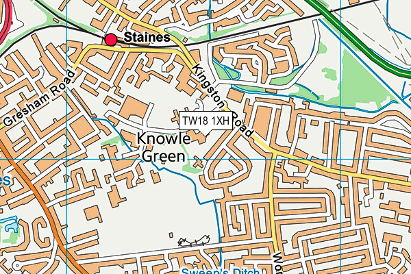 TW18 1XH map - OS VectorMap District (Ordnance Survey)