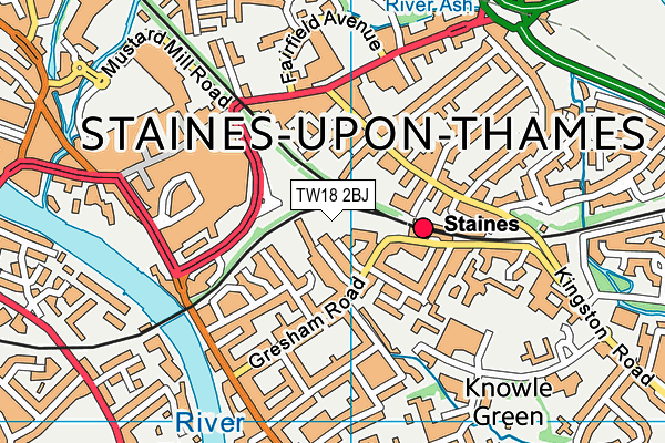 TW18 2BJ map - OS VectorMap District (Ordnance Survey)