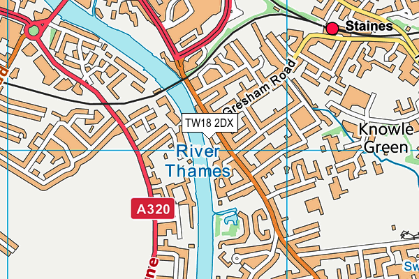 TW18 2DX map - OS VectorMap District (Ordnance Survey)