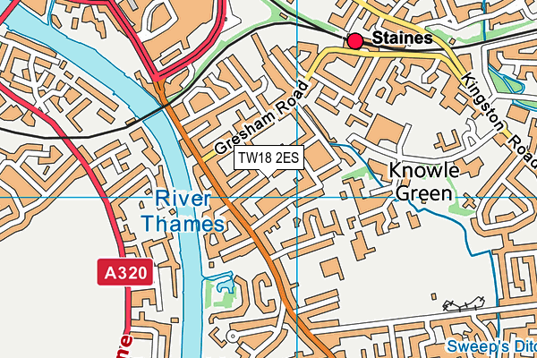 TW18 2ES map - OS VectorMap District (Ordnance Survey)
