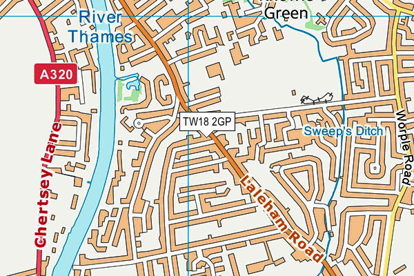 TW18 2GP map - OS VectorMap District (Ordnance Survey)