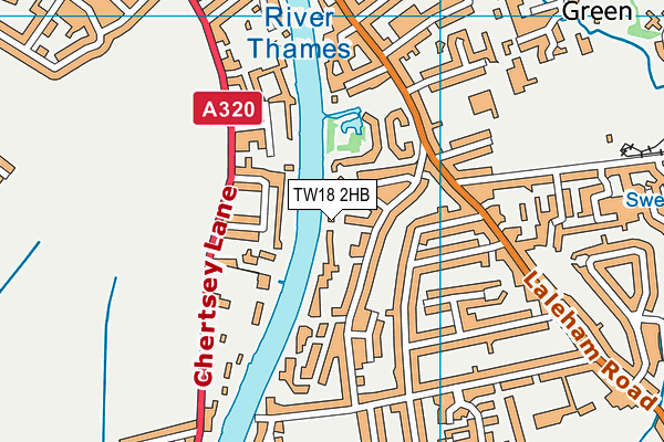 TW18 2HB map - OS VectorMap District (Ordnance Survey)