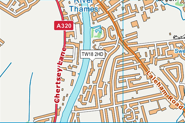 TW18 2HD map - OS VectorMap District (Ordnance Survey)