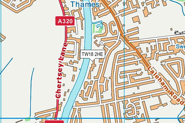 TW18 2HE map - OS VectorMap District (Ordnance Survey)