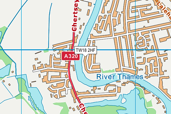 TW18 2HF map - OS VectorMap District (Ordnance Survey)