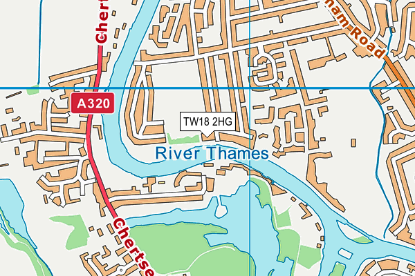 TW18 2HG map - OS VectorMap District (Ordnance Survey)