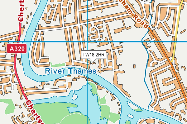 TW18 2HR map - OS VectorMap District (Ordnance Survey)