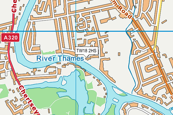 TW18 2HS map - OS VectorMap District (Ordnance Survey)