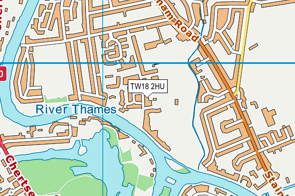 TW18 2HU map - OS VectorMap District (Ordnance Survey)