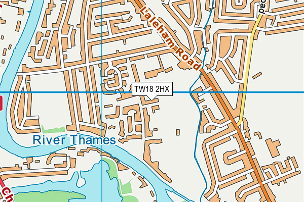 TW18 2HX map - OS VectorMap District (Ordnance Survey)