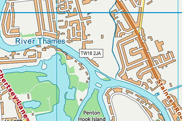 TW18 2JA map - OS VectorMap District (Ordnance Survey)