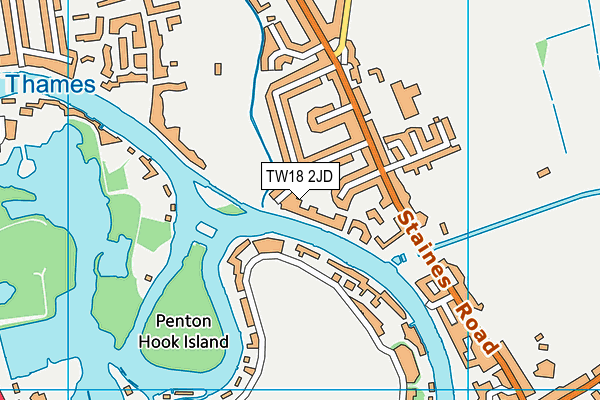 TW18 2JD map - OS VectorMap District (Ordnance Survey)