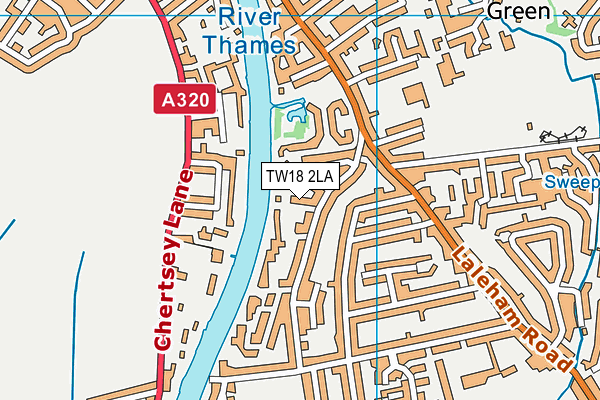 TW18 2LA map - OS VectorMap District (Ordnance Survey)
