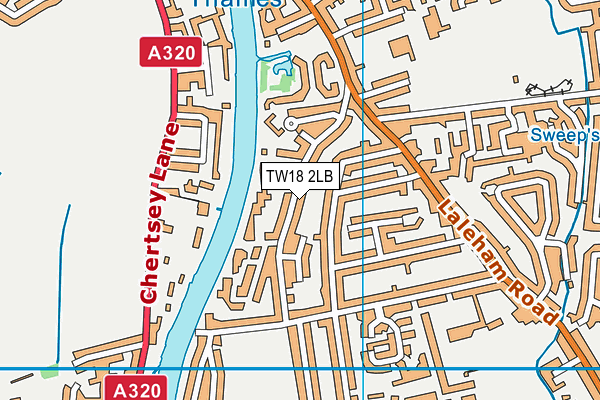 TW18 2LB map - OS VectorMap District (Ordnance Survey)