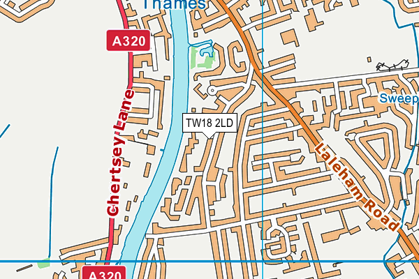 TW18 2LD map - OS VectorMap District (Ordnance Survey)