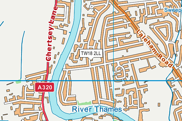 TW18 2LL map - OS VectorMap District (Ordnance Survey)