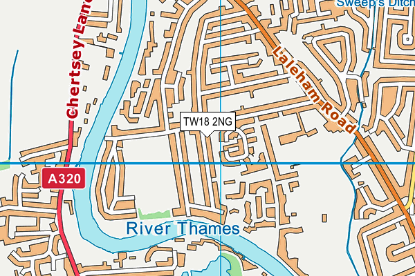 TW18 2NG map - OS VectorMap District (Ordnance Survey)
