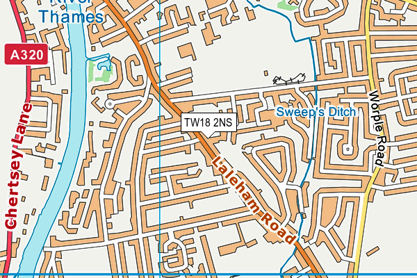 TW18 2NS map - OS VectorMap District (Ordnance Survey)